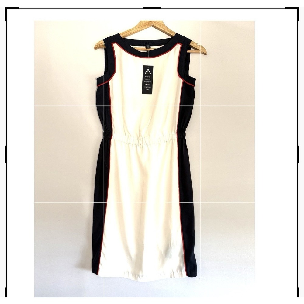 Tommy Hilfiger Sheath Dress Womens XS Navy Cream Colorblock Sleeveless